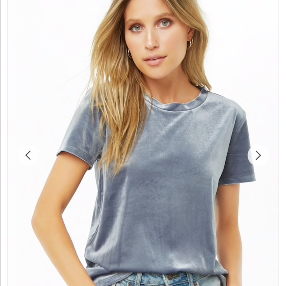 Dusty Blue Velvet Top